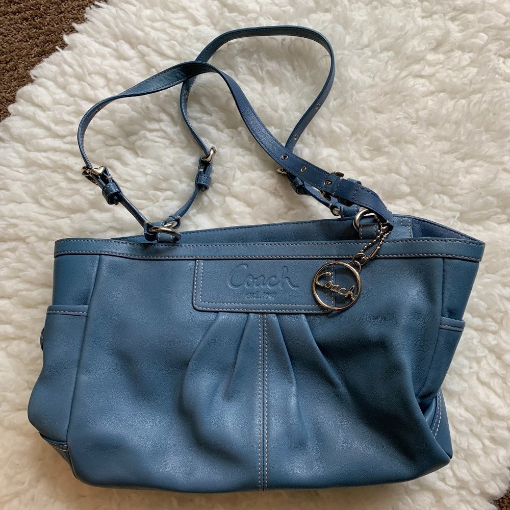 Blue Coach Leather Gallery Tote